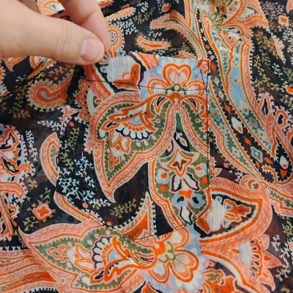 Jones New York Black and Pink Paisley Sheet Button Down Shirt - Picture 8 of 12